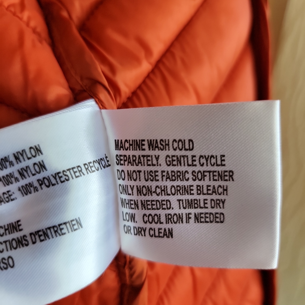NWT MICHAEL KORS WOMENS PLUS SIZE PACKABLE DOWN HOODED PUFFER COAT SIZE L ORANGE - Picture 9 of 12